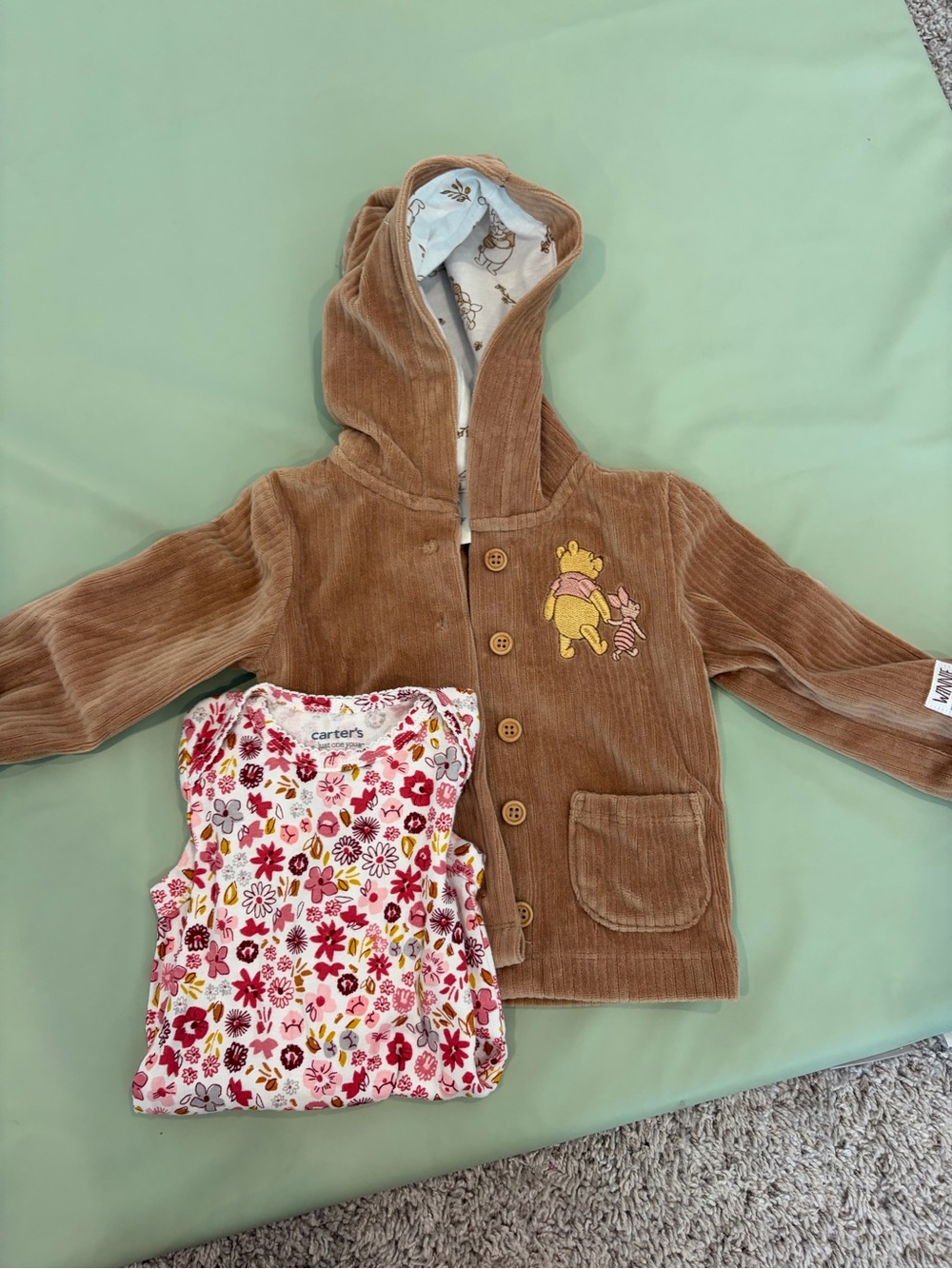 Disney Brown Hooded Corduroy Jacket with Winnie the Pooh Patch